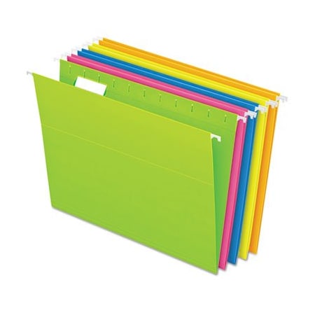 Tops Business Forms Pendaflex, GLOW HANGING FILE FOLDERS, LETTER SIZE, 1/5-CUT TAB, ASSORTED, 25PK 81672